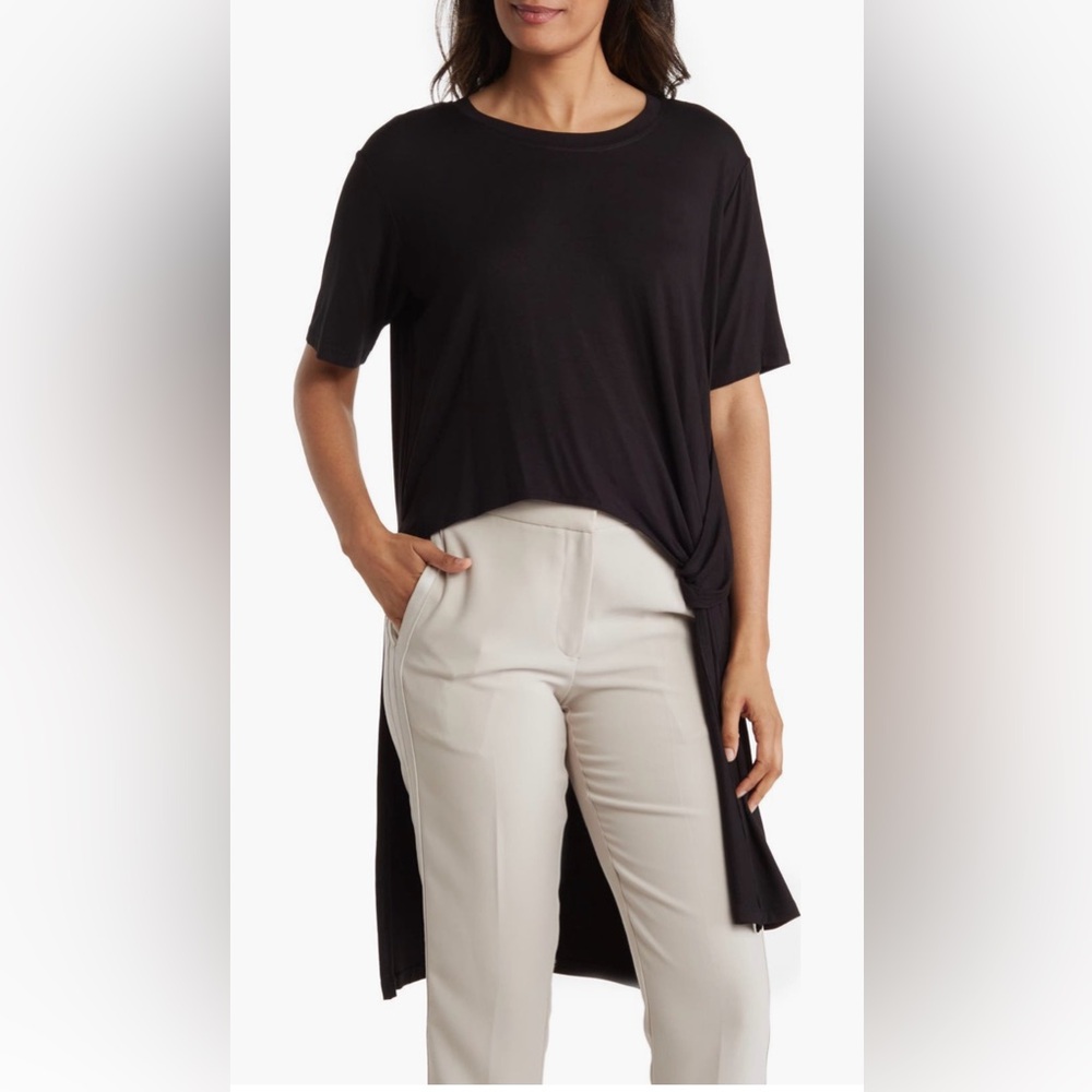Patrizia Luca Milano Black Asymmetrical Tunic Top Small